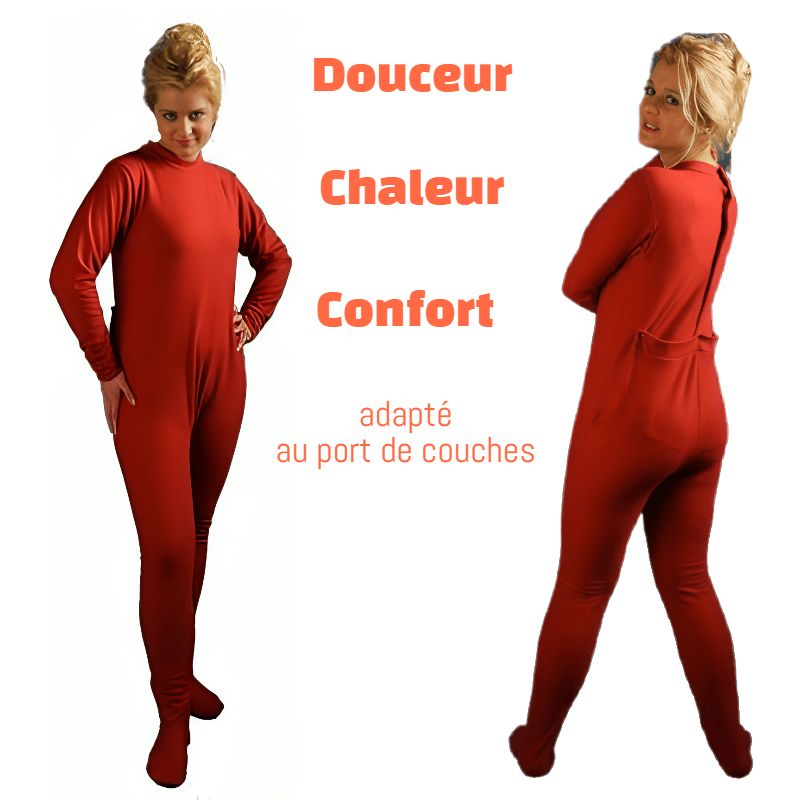 Grenouillère adulte en polaire rouge