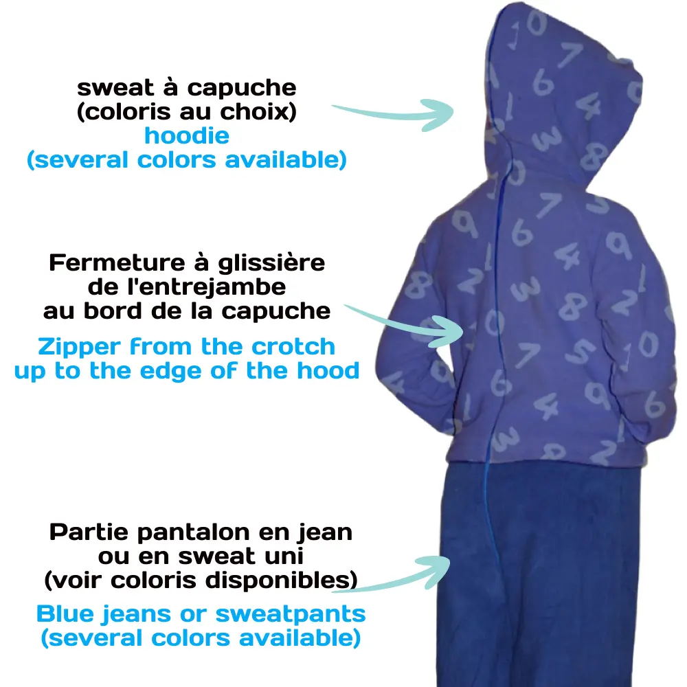 Combinaison anti-déshabillage fantaisie unisexe adulte